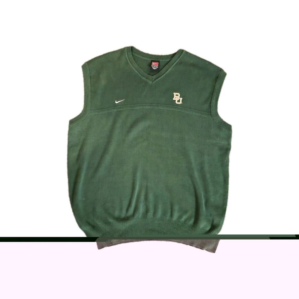 VTG Nike Team Issued Sweater Vest Baylor University XXL Korea Cotton Y2K